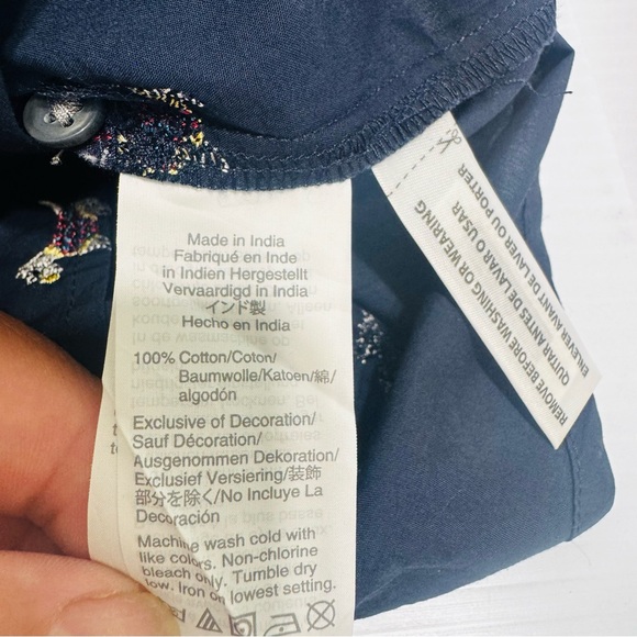 New J. Crew Navy Scottish Terrier Slim Fit Embroidered Shirt Size 12 - Picture 9 of 11